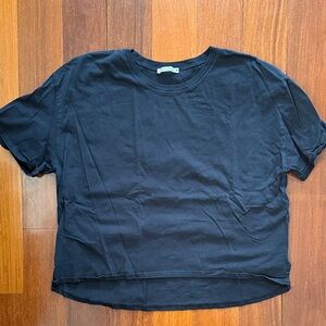 Zara Black Cropped Crewneck Tee